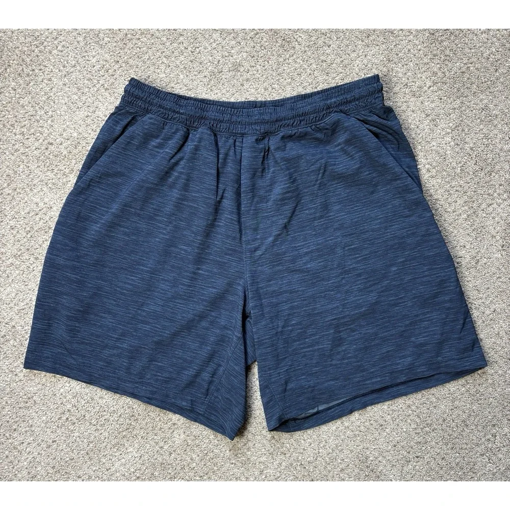 Lululemon Men's Large Pace Breaker Shorts 7" Unlined Navy Blue Athletic Running - Picture 2 of 7